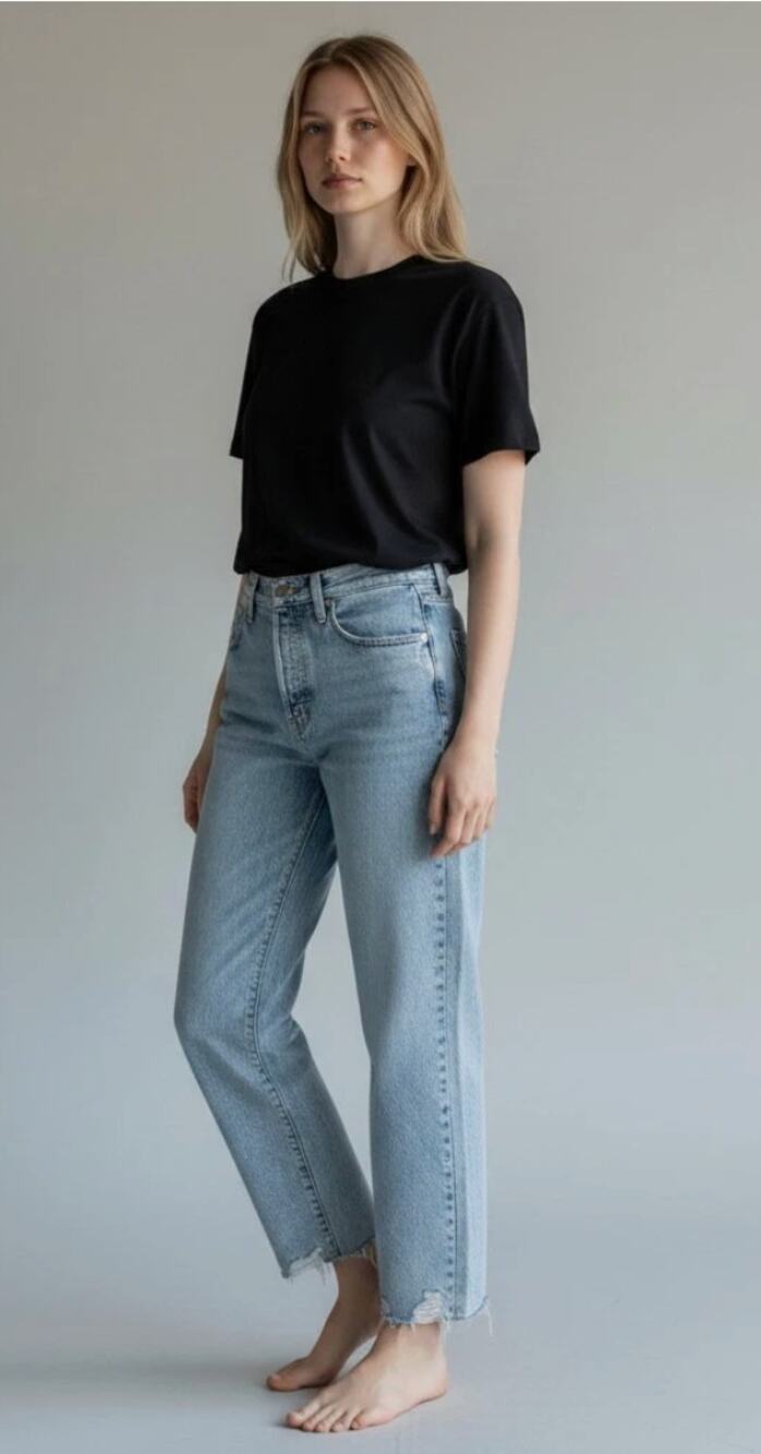 The Pistola Cassie Crop Jeans Straight Leg Light Blue TRI-BAJ P6323 sz. 31